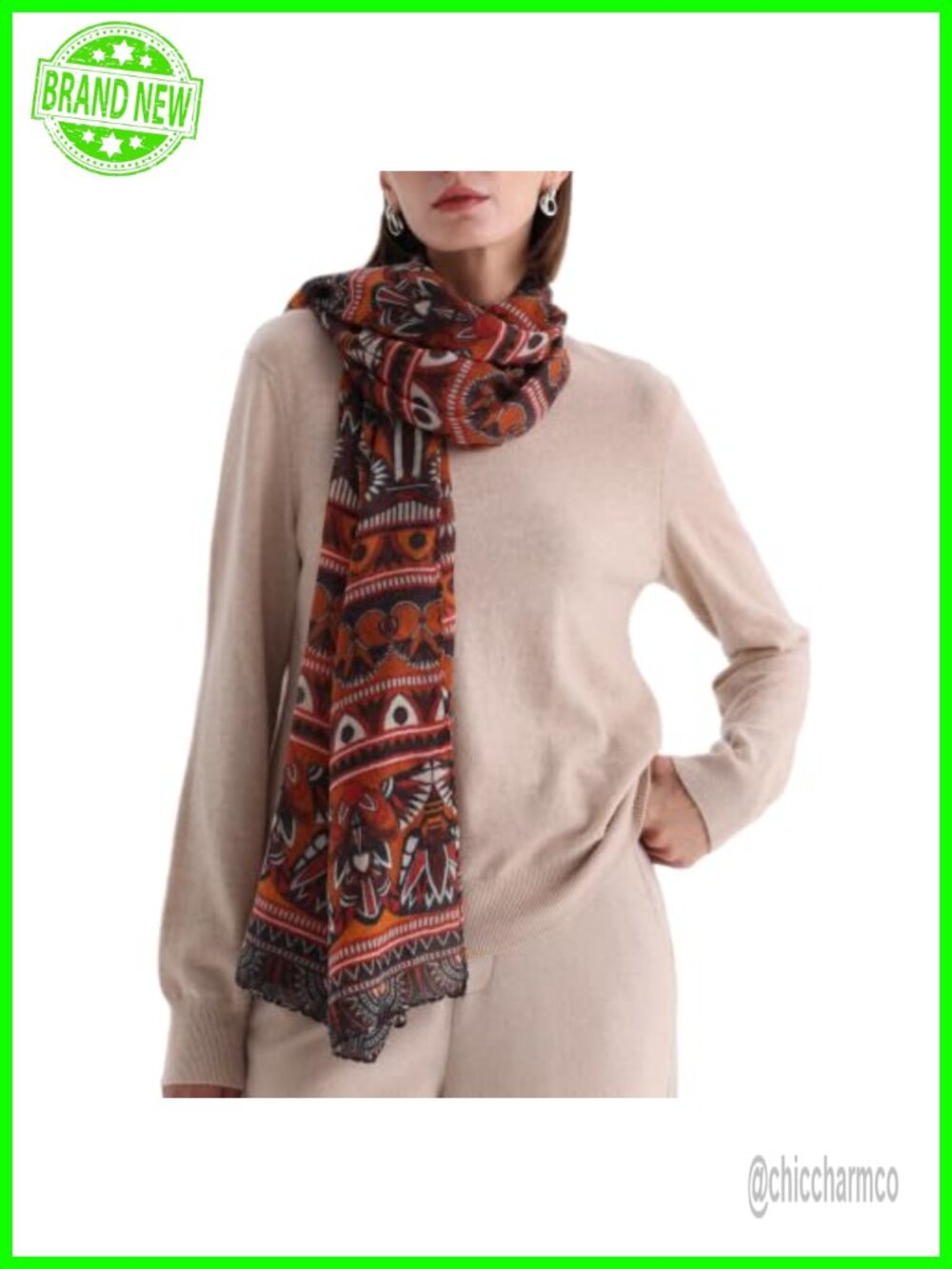 100% Cashmere Unisex Lightweight Shawl Scarf 2-Ply Wrap